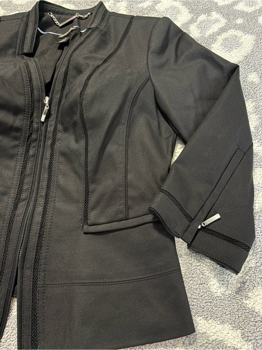 WHBM Perfect Form Blazer Jacket Black Zip Front Peplum 6 - Picture 4 of 15